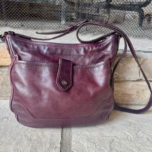 Frye Melissa Button Leather Crossbody Bag in Burgundy